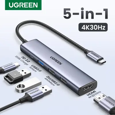 UGREEN 5 in 1 USB C Hub 4K HDMI 100W PD for MacBook iPad Pro Samsung S24 S23 Huawei P60 Model: 15495