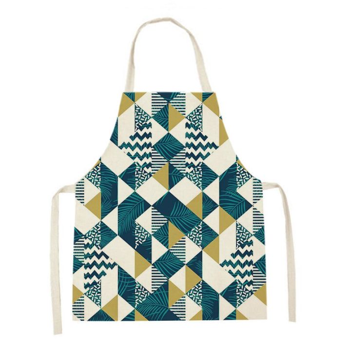 1-pcs-geometric-printed-cleaning-shell-aprons-sleeveless-home-cooking-kitchen-apron-cook-wear-cotton-linen-adult-bibs-66x47cm