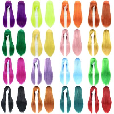 【jw】♙☈  Soowee 30 Colors 80cm Straight Wigs Pink Hair Accessories Synthetic Wig for