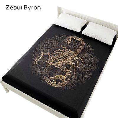 3D ผ้าปูที่นอนบนเตียงวงยืดหยุ่น,แผ่นติดตั้ง160X200,ปกที่นอนสำหรับเตียงผ้าปูที่นอน,ผ้าปูเตียงสีดำทองเครน