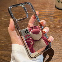 IPhone Case Silicone Soft Case Clear Case Shockproof Protection Camera Shiny Hand Feel Strawberry Bear Compatible for IPhone 14 11 Pro Max 13 Pro Max 12 Pro Max 7Plus