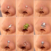 Men Women Fake Crystal Nose Rings Piercing Jewelry Floral Nose Hoop Nostril Tiny Frogs Animal Helix Cartilage Tragus Art Ring Body jewellery