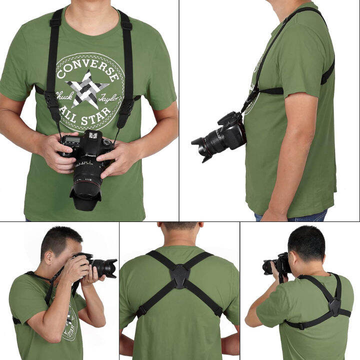 vigorport-camera-harness-strap-cross-shoulder-quick-release-straps-for-binoculars-rangefinders-harness-strap-compatible-with-canon-nikon-sony-and-dslr-slr-cameras-black