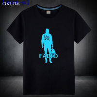 100% Cotton Mens Summer Fluorescent Alan Walker T Shirt Male Luminous In Dark Rock Hip-Hop Music Dj Tee Shirts