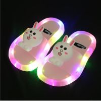 2021 Footwear Luminous Jelly Summer Children 39;s LED Slipper Girls Slippers PVC Non-slip Duck Beach Sandals Kids Home Bathroom