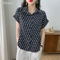 Loose chiffon short-sleeved shirt design sense niche summer new Korean style elegant shirt V729