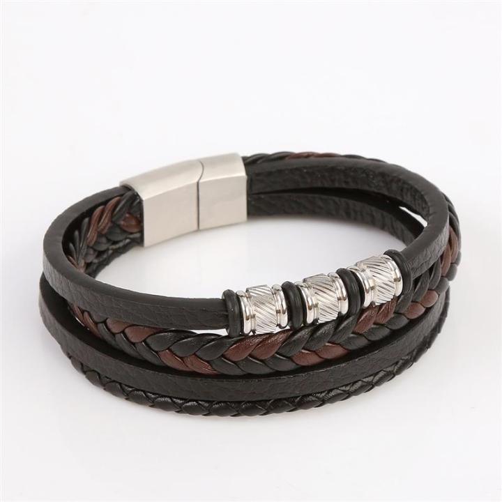 hot-new-leather-bracelet-classic-hand-woven-multilayer-leather-men-bracelets-punk-bangle-fashion-jewelry-gifts-size-19-21-23cm