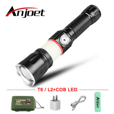 USB Charging High-end LED Flashlight Surrounding COB lamp Tail magnet design Support zoom 4 lighting modes Waterproof Torch