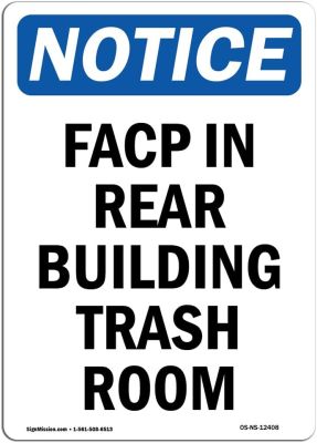 OSHA ป้ายประกาศ FACP ในถังขยะอาคารด้านหลังป้ายไวนิลปกป้องของคุณคลังสินค้าสถานที่ก่อสร้างธุรกิจในสหรัฐอเมริกา