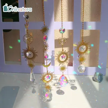 Suncatcher Crystal Star Sun Wind Chimes Diamond Prisms Hanging Light  Catcher Rainbow Make Window Curtains Pendant Home Deocr