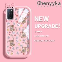 เคส Chenyyka สำหรับ OPPO เคส A52 A72 A92 4G เคสโทรศัพท์ซิลิโคนเนื้อนิ่มโปร่งใสดีไซน์ใหม่ลายหมีดอกไม้แฟชั่นเคสใสกันกระแทกเลนส์กล้องถ่ายรูปลายหมีมอนสเตอร์ตัวน้อยน่ารัก