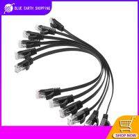 สายเคเบิลเสริมความเร็วสูง Cat6แบนมี1ft พร้อมตัวเชื่อมต่อ RJ45แบบไร้สน็อกเกอร์