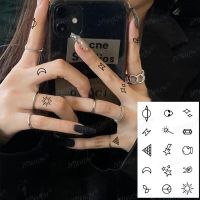 Waterproof Temporary Tattoo Sticker Black Hand Painted Small Tattoo Body Art Fake Tattoo Finger Henna Flash Tattoo For Women Stickers