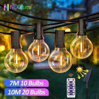 Solar String Lights Outdoor G40 Patio LightsUSB Recharger 8Light Mode Shatterproof Bulbs Weatherproof Hanging Light