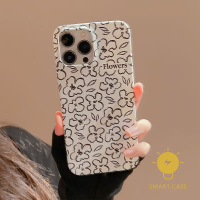 For เคสไอโฟน 14 Pro Max [Mini Flower Hard Matte] เคส Phone Case For iPhone 14 Pro Max Plus 13 12 11 X XS Max XR SE 8 7 For เคสไอโฟน11 Ins Korean Style Retro Classic Couple Shockproof Protective TPU Cover Shell