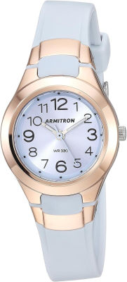 Armitron Sport Womens 25/6418 Easy to Read Dial Resin Strap Watch Silver/Black