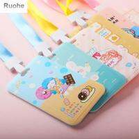 RUOHE สายคล้องสำหรับผู้หญิงลายดอกไม้รถบัสมีที่ใส่บัตรเครดิตบัตรการ์ตูนควบคุมการเข้าออกสไตล์เกาหลีเคสใส่การ์ดเก็บข้อมูล