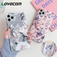 [Phone case]กรณีโทรศัพท์ดอกไม้ย้อนยุคพร้อมตัวยึดสำหรับ iPhone 14 Pro Max 12 11 13 Pro Max XR XS Max 7 8บวก X กันชน Soft IMD เคลือบปกหลัง