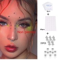 New Arrival Fake Lip Ring Stud Fake Nose Ring Eyebow Ring Dimple Sticker Face Piercing Body Jewelry Stainless Steel 20PCs Ball Electrical Connectors