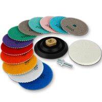 15Pcs Diamond Polishing Pads 4 inch 100mm Wet/Dry Grinding Discs Kit 50-8000 Grit Hook and Loop for Granite Stone Marble