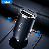 ROCK 30W Type C Car Charger For 13 Pro Max QC3.0 PD3.0 Mini Metal Dual USB Fast Charging Adapter For Xiaomi