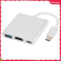 SHANXEN อะแดปเตอร์ USB สายเคเบิลฮับ3.1พอร์ตตัวผู้ไปยังตัวเมียหลายพอร์ตชาร์จพอร์ตชนิด C เป็น4K HDMI USB 3.0