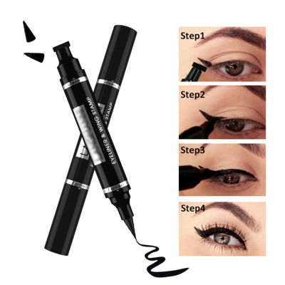 WE Liquid Eyeliner Pen Waterproof Sweat-Proof Quick-Drying 2 In 1 Double-Ended Seal Stamp Eye Liner Pencil