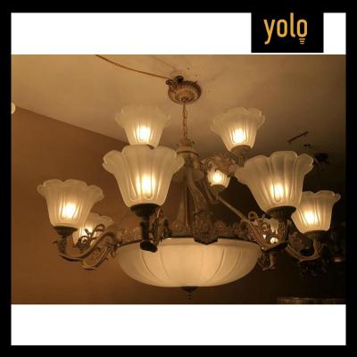 Yolo โคมไฟระย้าสห้องนอนไตล์นอร์ดิก สองชั้น 8+4 หัว ไม่แถมหลอดไฟ
