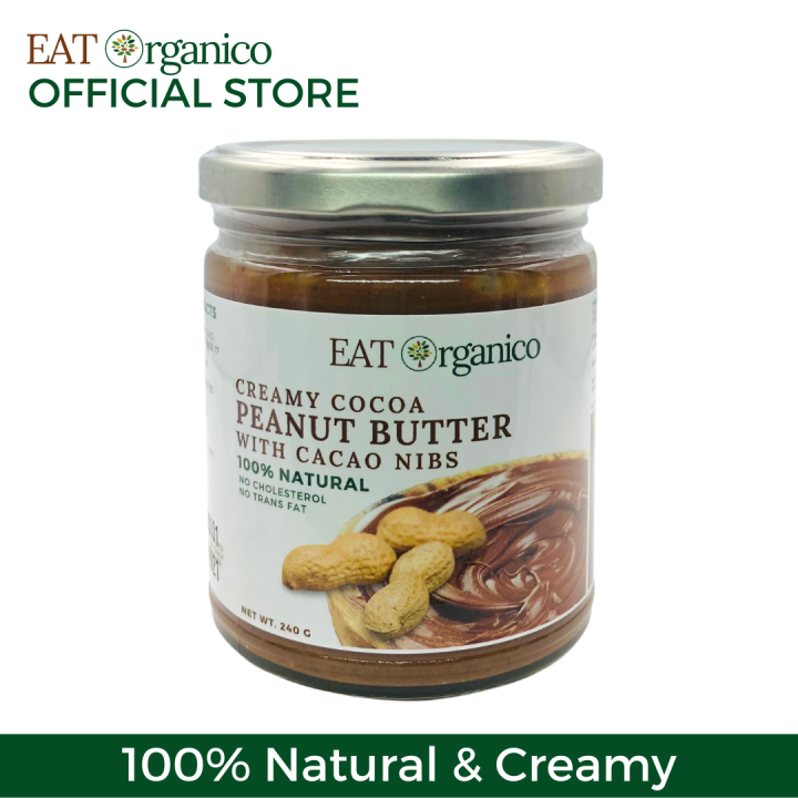 100 Natural Healthy Cocoa Peanut Butter Spread w/ Cacao Nibs Low