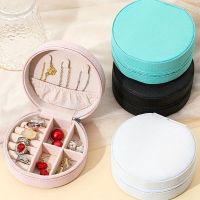 Round Packing Box Carrying jewelry box Gift box Zipper Jewelry Ring Earrings Necklace Jewelry Storage Box