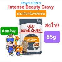 Royal Canin Gravy Intense Beauty Pouch 85gโรยัล คานิน อาหารแมวแบบเปียกชนิดซอง สูตรบำรุงขนและผิวหนัง ขนาด 85g กรัม