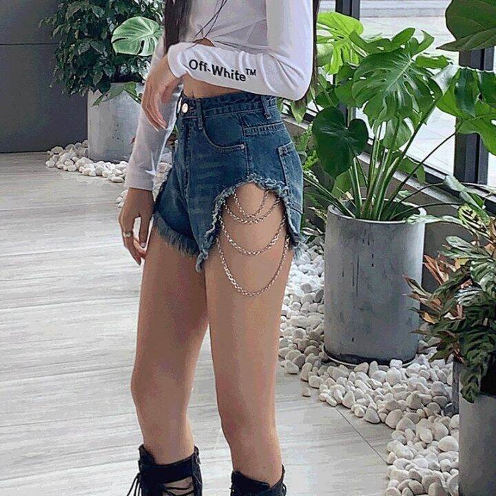 2022-summer-new-women-sexy-chain-metal-high-waist-shorts-denim-jeans-hole-tassel-design-short-feminino-s-xl