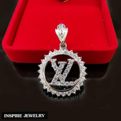 Inspire Jewelry ,จี้VL ฝังเพชรCZ งานจิวเวลลี่ ตัวเรือนหุ้มทอง24K สวยหรู ขนาด 2.2 CM พร้อมกล่องกำมะหยี่