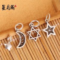 ✻ s925 sterling silver star moon pendant pendant red rope braided bracelet necklace crystal agate bracelet bodhi silver jewelry