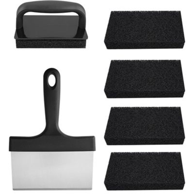Versatility Griddle Cleaning Kit Grill Cleaner Tool Set for Hot or Cold Surfaces Scraper Cleaning Brushes