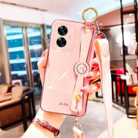 เคสโทรศัพท์แฟชั่นใหม่2023ชิ้นสำหรับ REALME C55 C55 Realme NFC อินเทรนด์ชุบปลอกซิลิโคน Hp OPPO กับสายรัดข้อมือและจับคู่กับสายคล้องนุ่มเคส C55 REALME กันกระแทก