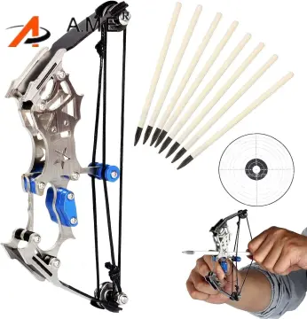 Mini Bow and Arrow Portable Stainless Steel Practice Bow for Indoor and  Outdoor Left and Right Handed Hunting Shooting Practice