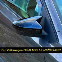 1คู่สำหรับ Volkswagen POLO MK5 6R 6C 2009-2017ผ้าคลุมกระจกมองหลังด้านข้างของรถยนต์สีดำ ABS อุปกรณ์ตกแต่งพลาสติก