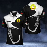 Madagascar Flag &amp; Coat of Arms Customized Polo Shirts Summer Casual Streetwear Mens Fashion Loose Jersey Plus Size Sportswear