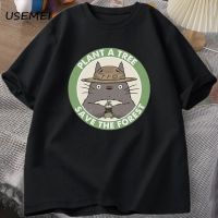 【HOT】 Mens Large T-shirt Japanese Anime Totoro T Plant A Tree Save The Forest Graphic T Shirts Cartoon Spirited Away Ponyo