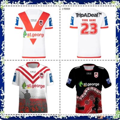Illawarra [hot]2023 Dragons Jersey Rugby / St Singlet Mens Home - / Indigenous Size:S-5XL / George Anzac