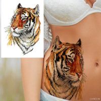 【YF】 Large Tiger Lion Black Flower Fake Tattoo Sticker For Women Rose Fox BirdTemporary Tattoos 3D Water Transfer Tatoos Girl Man