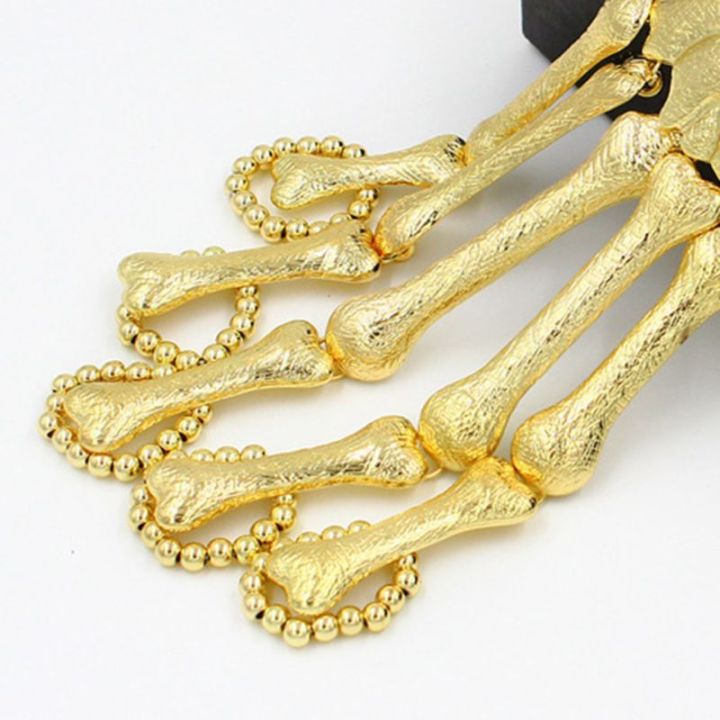 ฮาโลวีนโซ่มือโลหะ-talon-skeleton-finger-สร้อยข้อมือผู้หญิง-skull-สายรัดข้อมือของขวัญเครื่องประดับ