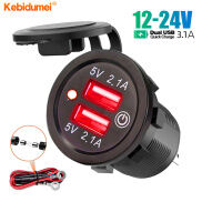 Kebidumei Bộ Sạc Xe Hơi Sạc Nhanh Kép USB 4.2A 12V 24V Với Công Tắc Cảm