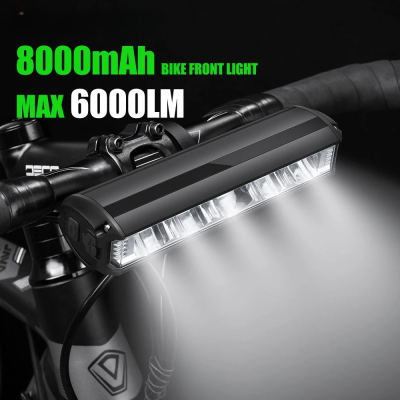 6000 Lumen Super Bright Mountain ไฟหน้าจักรยานแบบชาร์จไฟได้10000MAh อลูมิเนียมครอสโอเวอร์ไฟหน้าจักรยานอุปกรณ์จักรยาน