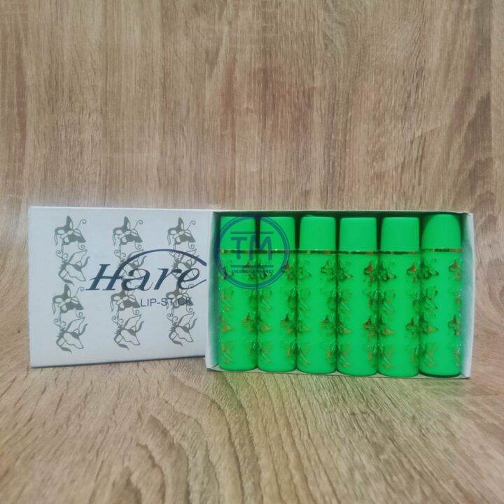 (1 LUSIN) Lipstik Hare HALET Original Lipstick Hare Hijau Warna Asli