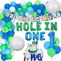 Sursursurprise Golf 1st Birthday Decorations, Hole In One Balloon Garland Arch Kit, Golf Photo Banner, One High Chair Banner For Boys First Birthday, Sports Theme Party Supplies