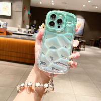 [สร้อยข้อมือไข่มุก] เคสโทรศัพท์แบบไล่ระดับสีแสงเลเซอร์สีฟ้าสำหรับ Iphone 13pro,เคสโทรศัพท์แบบไล่ระดับสีสำหรับ iPhone 14 Pro Max 11 12 13 Pro Max 14Pro หรูหรากันกระแทกพร้อมสร้อยข้อมือไข่มุก