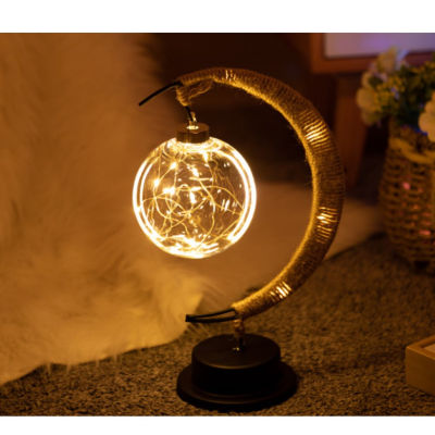 LED Moon Light Rope Iron Art Sepak Takraw Ball Lamp Romantic Holiday Decor Night Light BatteryUSB Base Christmas Gifts