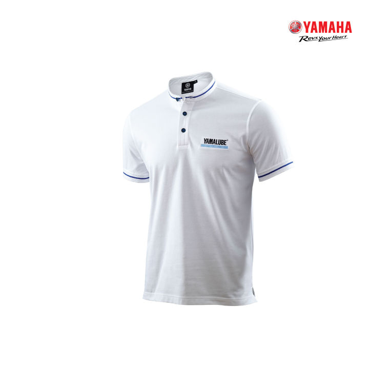 yamaha-เสื้อโปโล-yamalube-คอจีน-สีขาว
